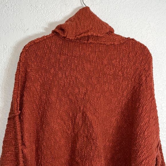 Free People boxy fit cropped turtleneck sweater in rust orange Boho Gypsy Hippie - Picture 6 of 9
